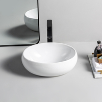 Articles sanitaires d'hôtel de luxe, lavabo de forme ovale, évier de salle de bain en céramique