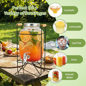 4L 5L 8L 10L Glass Mason <b>Jar</b> Big Volume Juice Beverage Dispenser with <b>Tap</b> Camping Home Brewing Water Barrel - Product Image 3