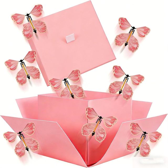 Square  Butterfly Explosion Gift Box Surprise Flying Butterflies Christmas Greeting Card Cake Box