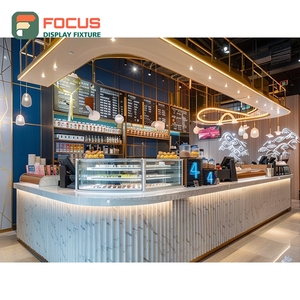 Étagère de présentation de produits de café haute en bois à lattes, pour condiments et produits de torréfaction - Product Image 2