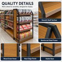 Étagère gondole double face robuste à 5 niveaux avec structure métallique pour supermarché, épicerie et présentoir d'îlot commercial
