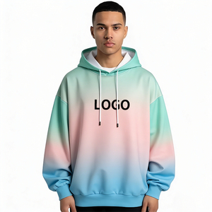 New Style Men's Spring Garment Dyed Custom Logo Gradient Color Hoodie Loose Fit Casual Comfortable Hooded Sweatshirt Pullover