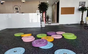 Plaques de protection colorées hautement élastiques, revêtement en caoutchouc, pour haltères, entraînement avec barre, <span class=keywords><strong>CrossFit</strong></span> et musculation, directement de l'usine - Product Image 6