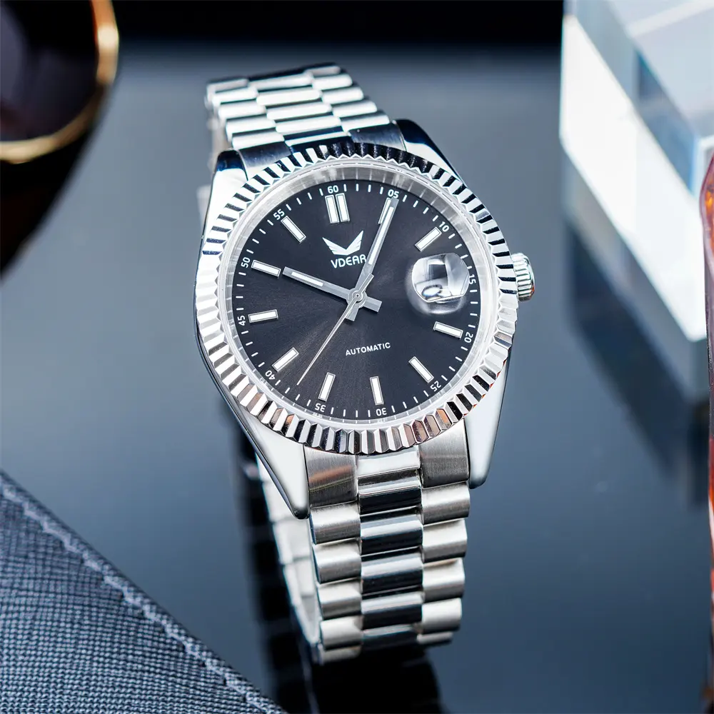 Groothandel Kalender Datum Polshorloge Zakelijke Klok 5atm Waterdicht Lichtgevende Luxe Custom Automatische Mechanische Horloges Horloge