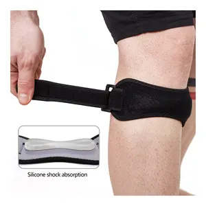 Genouillère de sport avec pression fixe avancée silicone rotule bande réglable arthrite genouillère rotule sangle de soutien