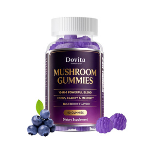 Gummies Complexe 12-en-1 aux Champignons (Crinière de Lion, Reishi, Chaga, Maitake, Cordyceps) pour la Concentration et la Mémoire, Véganes, 90 unités, Fabrication OEM aux États-Unis - Product Image 1