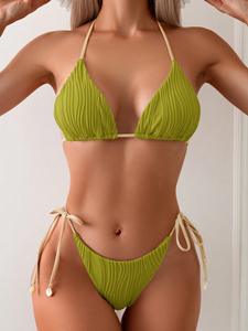 Nouvelle collection 2026 : Ensemble bikini 2 pièces pour <span class=keywords><strong>femme</strong></span>, style mini <span class=keywords><strong>string</strong></span>, orné de sequins et de volants, avec détails à la taille, idéal pour la plage. - Product Image 4