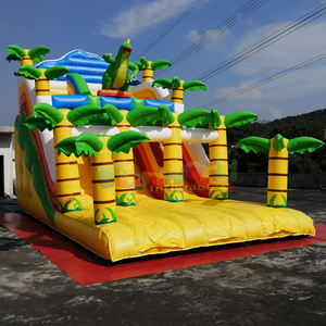 Structure de jeu extérieure pour enfants, château gonflable, structure de saut, maison de rebond pour fêtes, toboggan gonflable commercial à double piste, toboggan sec dinosaure - Product Image 1