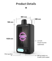 Máquina Expendedora de Pared Pequeña con Verificación de Edad Reyeah, Máquina Expendedora con Tarjeta de Crédito y Pantalla Táctil de 32 Pulgadas