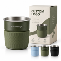 Mug à café réutilisable en acier inoxydable 304 à double paroi, isolé, portable, avec manchon en silicone, 10 oz, pour usage quotidien au bureau