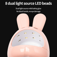 Lampe à ongles portable mini mignonne en forme de lapin, double source de lumière, 18W, séchage rapide du vernis gel, lampe UV pour ongles