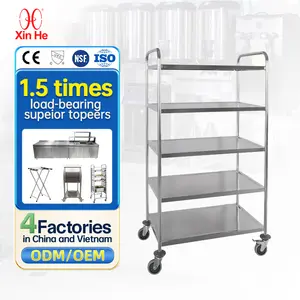 Durable Customization Stainless Commercial Kitchen Equipment Food Rack Service Cart Trolley For Hotel