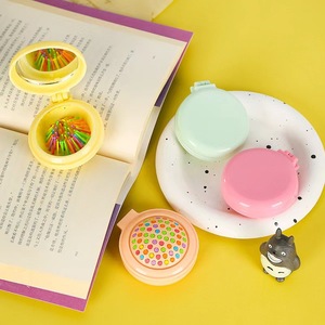 Folding Air Cushion Comb Makeup <b>Mirror</b> <b>Compact</b> Round Plastic Mini Portable With Massage Bristles Mixed Colors 10-15Cm - Product Image 3