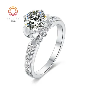 แหวนหมั้นเพชรสำหรับผู้หญิง,แหวนแฟชั่นดีไซน์9K/14K/18K ทองคำขาว AU750 HPHT Lab