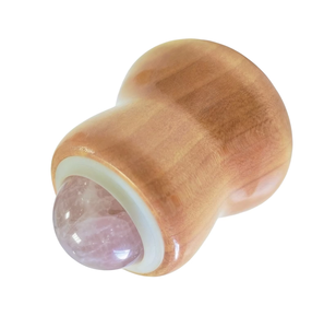 Masseur ergonomique en bois en forme de gourde, personnalisable, en pierre de quartz rose véritable, pour le soin du cou et des épaules, vente en gros - Product Image 1