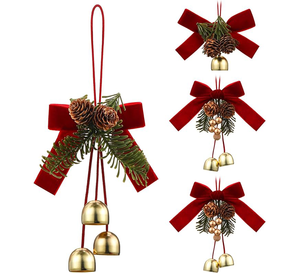 Décoration de Noël : Nœuds, clochettes, pommes de pin, ornement de sommet de sapin, ornement de couronne de Noël pour la décoration de fête et d'armoires de cuisine - Product Image 1