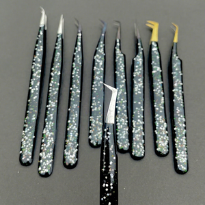 Pinzas Profesionales para Extensión de Pestañas con Punta de Fibra Negra, Logotipo Personalizado, Marca Privada, Herramientas para Pestañas OEM - Product Image 1
