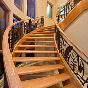 Rampe d'escalier en fer forgé courbé Tanlong avec décorations en <span class=keywords><strong>bois</strong></span>, installation facile, en <span class=keywords><strong>métal</strong></span> et <span class=keywords><strong>bois</strong></span> - Product Image 4