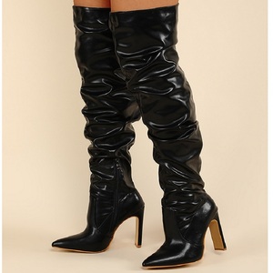 Fashion Stivali Donna 2025 Pointed Toe White Over the Knee Heels Tacones Talons Zipper 35-42 Size Thigh High <b>Boots</b> for Women - Product Image 5