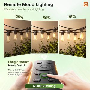 Addlon 150FT Outdoor String Lights LED Remote Dimmable Waterproof <b>Timer</b> 3 Modes Warm White Retro Edison Bulbs - Product Image 5