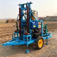 Mini-foreuse rotative portable sur roues de 150 m de profondeur avec moteur diesel 22 CV pour puits d'eau