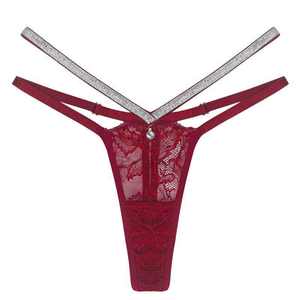 Celana dalam G-String wanita pinggang rendah Thong t-back renda bunga dengan dekorasi pita Hollow Out transparan celana dalam seksi untuk anak perempuan - Product Image 6