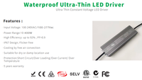 Controlador LED Ultrafino No Regulable de 200W, 24V CC, IP67 Impermeable, con 5 Años de Garantía y Certificado CE