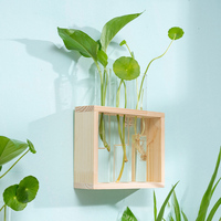 Support en bois pour plantes hydroponiques, table en verre pour plantes, vase à fleurs, terrarium, support pour tubes à essai, station de propagation pour la décoration de la maison