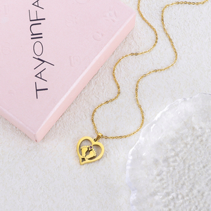 Collier pendentif cœur plaqué or 304 316 TAYLORFASO avec zircon cubique, bijoux romantiques pour femmes à porter tous les jours - Product Image 5