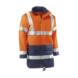 Parka HV742 S Oxford - Colore: Arancione/Blu Fluorescente - Strisce Riflettenti Verticali e Orizzontali Chiusura con zip frontale. - Product Image 1