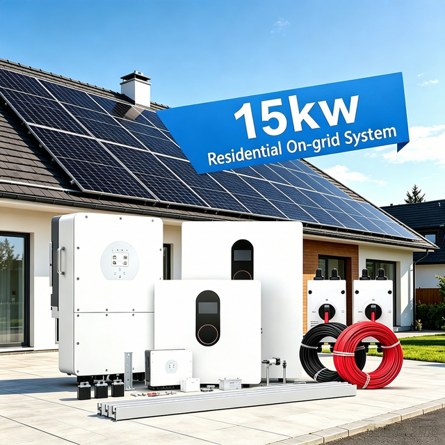15kW Three Phase Grid Tie Solar Power System Full Set Residential PV Kit Multi MPPT High Efficiency Ongrid Solar Solution