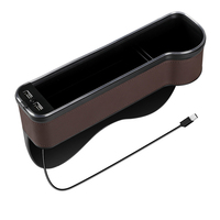 Boîte de rangement pour siège de voiture LED de haute qualité, organisateur pour l'espace entre les sièges, lumières USB, matériau PVC, ajustement universel, installation facile sur le côté du siège