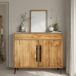 خزانة بوفيه حديثة وأبواب من الخشب مكتب قابل للسحب مع خزانة مطبخ بدرج لغرفة المعيشة - Product Image 1