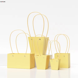 Jaune hauteur 13.5cm saint valentin fleuriste boîte d'emballage sac en papier Bouquet sac en papier Kraft sac à provisions - Product Image 1