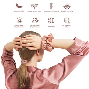 Aksesoris Rambut Wanita Grosir 100% Sutra Mulberry Scrunchies Dengan Ikat Rambut Elastis - Product Image 3