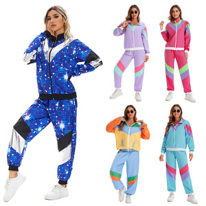 2025 <span class=keywords><strong>carnaval</strong></span> Cosplay femmes Vintage 80s <span class=keywords><strong>Disco</strong></span> <span class=keywords><strong>Costume</strong></span> hip-hop ciel étoilé impression Performance costumes adulte Halloween Costumes - Product Image 1