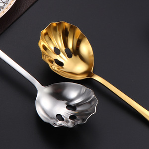 Cuchara perforada de acero inoxidable 430 con mango largo para el hogar, cuchara hueca, colador, espumadera, cucharón, venta al por mayor - Product Image 2