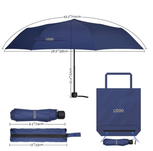 Paraguas Manual Plegable de Tres Secciones, Anti-UV, de Poliéster, Diseño Clásico, Compacto, con Bolsa de Compras, Impresión de Logotipo, Fácil de Transportar - Product Image 1