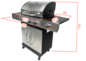 شبك 4 شعلة + شعلة جانبية, شبك 4 شعلة + شعلة جانبية من الفولاذ المقاوم للصدأ ، شبك شواء على شكل شعلة ، شبك مع دواليب ، شواء على شكل شبك من طراز (4) من الفولاذ المقاوم للصدأ ، شواء على شكل شبك من طراز (4) مع شبك من طراز (1) - Product Image 5