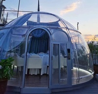 Dôme géodésique transparent pour hôtel de glamping, tente bulle ignifuge et imperméable en panneaux PC, pour toutes les saisons, montage rapide