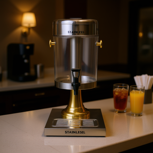 Distributeur de boissons en acier inoxydable 8L, carafe transparente avec robinet pour boissons froides, jus, thé glacé, eau, usage commercial - Product Image 2