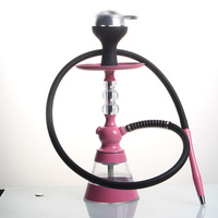 Perlengkapan Shisha Hookah Merah Modern dengan Selang Silikon, Nargile Akrilik Ringan untuk Pesta Bar