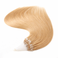 Extensions de cheveux naturels blonds à micro-anneaux, cheveux humains lisses, double épaisseur, vente en gros