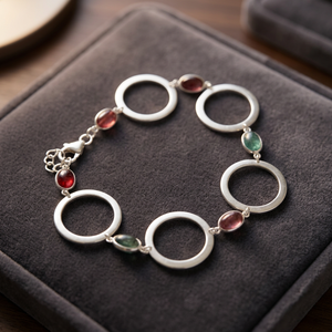 925 Sterling Silver <b>Bracelet</b> with Large <b>Gemstones</b> Elegant Jewelry Pendant by Sejal Creations Model S524 - Product Image 3