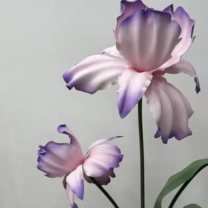 Grande <span class=keywords><strong>fleur</strong></span> d'<span class=keywords><strong>iris</strong></span> <span class=keywords><strong>rose</strong></span> et violet personnalisée avec base et tige <span class=keywords><strong>fleur</strong></span> autoportante pour décoration d'hôtel de fond de mariage - Product Image 4