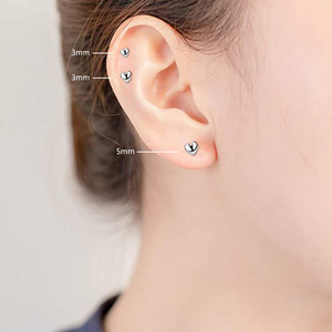 ROXI 3 unids/set S925 plata esterlina moda Simple amor brillante 2/3/4mm corazón conjunto pendientes - Product Image 2