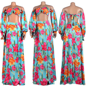 Venta caliente ST2347 Conjunto de dos piezas Top de tubo estampado sexy europeo y americano <span class=keywords><strong>con</strong></span> escote Halter para trajes de club nocturno - Product Image 3