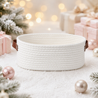 Petit panier ovale en coton tissé avec poignée, pliable, portable, pour rangement, style bohème, pour jouets d'enfants, bébés, chiens, cadeau, 35x26x12cm, 1 pièce