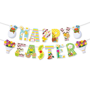 Decoraciones de Fiesta de Pascua con Temática de Primavera, Huevos de Pascua de Margarita, Pollitos, Banderines de Feliz Pascua - Product Image 3