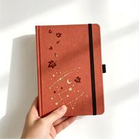 Carnet personnalisé en forme de feuille d'érable d'automne, A5, couverture rigide en tissu brun rougeâtre, journal, cadeau